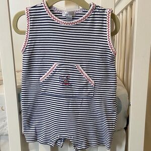 Kissy Kissy Striped Romper with Pocket
